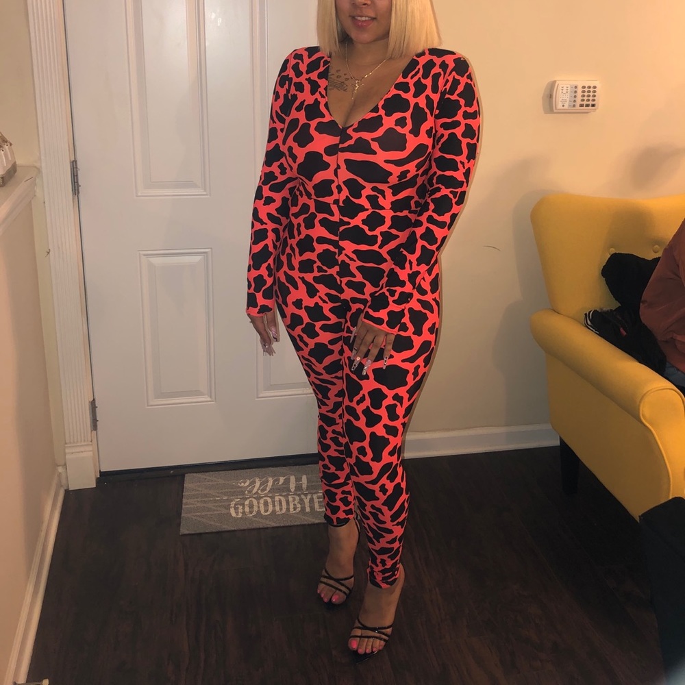 Custom animal print jumpsuit size large